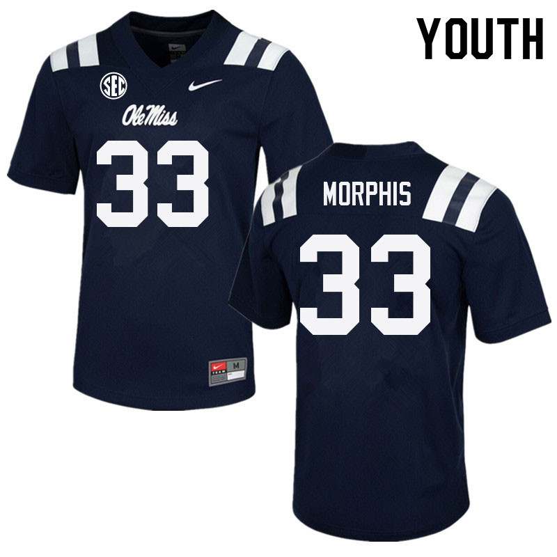 Youth #33 Austin Morphis Ole Miss Rebels College Football Jerseys Sale-Navy